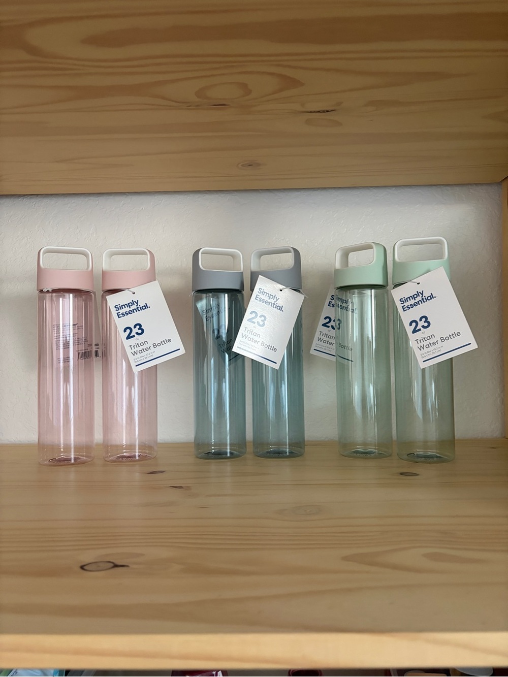 Simply Essential 23oz Tritan Water Bottle - Pastel Pink, Blue, Green (Set of 6)